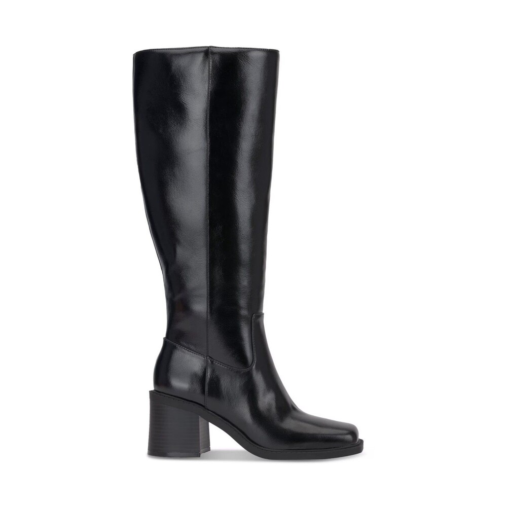 INC Womens 7 M Black Smooth Mariah Block Heel Knee High Boots DISPLAY RW6
